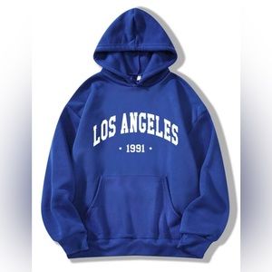 Hoodies Plus Size Letter Print Thermal Hoodie with Drawstring Kangaroo Pocket